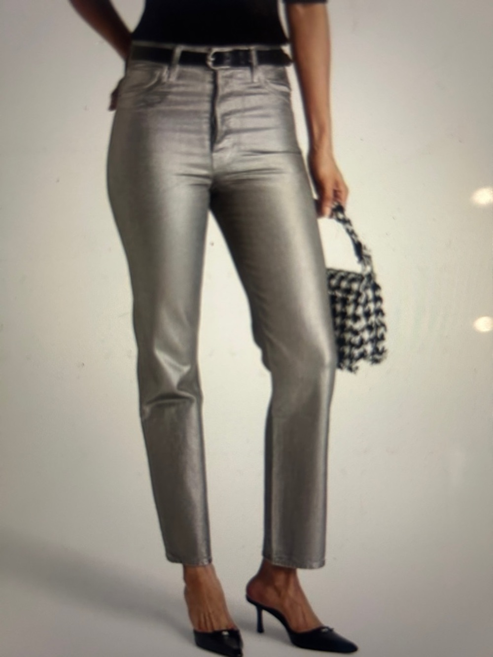 Veronica Beard womens Metallic Silver high rise 27 gunmetal